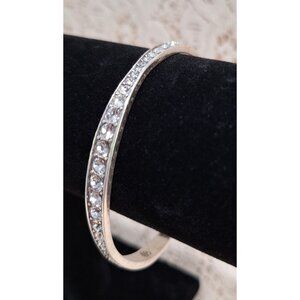 Brighton Light Hearted Silver-Tone Crystal Bangle Bracelet